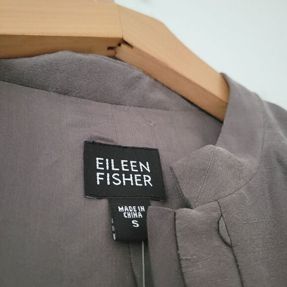 Eileen Fisher NWT Gray Dupioni Silk Jacket Small - Picture 4 of 14